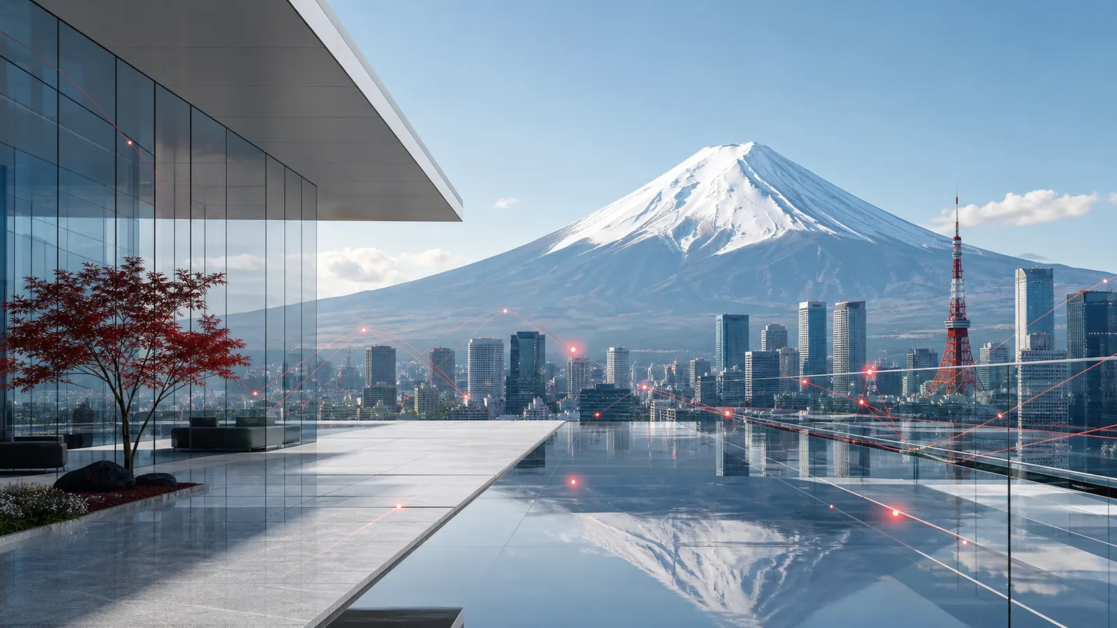 富士山と東京の都市景観を表現したFHCのメインビジュアル